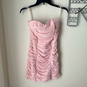 H&M Sweetheart Strapless Dress Pink Sz 4 Ruched